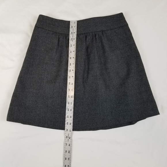 J Crew Wool Mini Skirt Charcoal Grey Shirred Pleated Sz 0 Gathered Women Lined - Picture 12 of 12